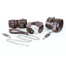 Система фиксации для тела БДСМ из натуральной кожи коричневого цвета Scappa 