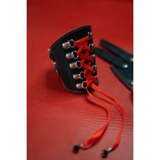 Система фиксации на шнуровке БДСМ для рук и ног из натуральной кожи черного цвета Scappa 	