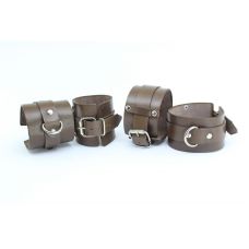 Система фиксации БДСМ для рук и ног из натуральной кожи коричневого цвета Scappa