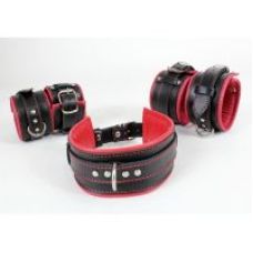 Система фиксации для тела БДСМ из натуральной кожи черно красного цвета Scappa 