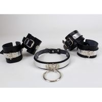 Система фиксации для тела БДСМ из натуральной кожи черно серебристого цвета Scappa 