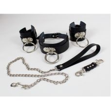 Система фиксации для тела БДСМ из натуральной кожи черного цвета Scappa 