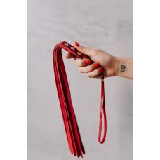 Флогер із заклепками БДСМ з натуральної шкіри червоного кольору Scappa