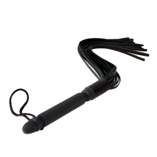 Флогер з 24 хвостами БДСМ з натуральної шкіри чорного кольору Scappa