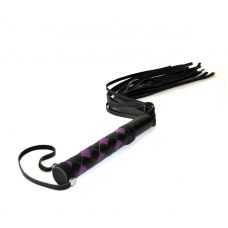 Флогер з плетеною ручкою чорно фіолетового кольору БДСМ з натуральної шкіри Scappa