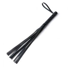 Флогер з 14 хвостами БДСМ з натуральної шкіри з забарвленням у шаховому порядку чорного кольору Scappa