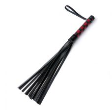 Флогер з 14 хвостами БДСМ з натуральної шкіри з забарвленням у шаховому порядку чорно червоного кольору Scappa