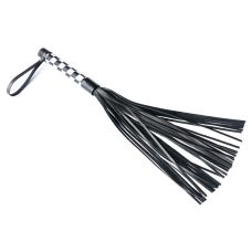 Флогер з 40 хвостами БДСМ з натуральної шкіри з забарвленням у шаховому порядку чорно білого кольору Scappa