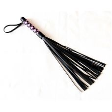 Флогер з 40 хвостами БДСМ з натуральної шкіри з забарвленням у шаховому порядку чорно рожевого кольору Scappa