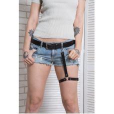 Гартер на стегно із натуральної шкіри чорного кольору Scappa