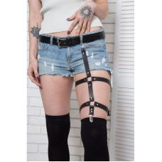 Гартер на стегно ручної роботи із натуральної шкіри чорного кольору Scappa