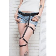 Гартер на ногу із натуральної шкіри чорного кольору Scappa