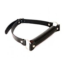 Кляп палочка в рот БДСМ из натуральной кожи черного цвета Scappa