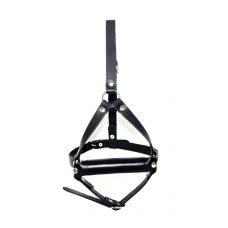 Кляп Узда палочка в рот БДСМ с ремешками из натуральной кожи черного цвета Scappa