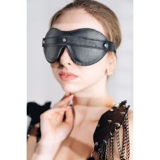 Маска на очі преміум класу БДСМ із натуральної шкіри чорного кольору Scappa