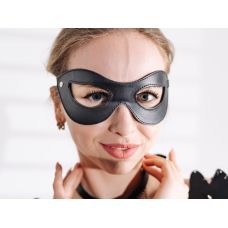 Маска Зорро на очі БДСМ із натуральної шкіри чорного кольору Scappa