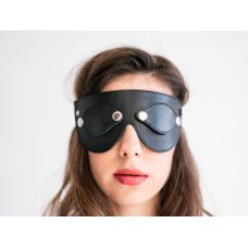 Маска на очі Блайндфолд із заклепками БДСМ із натуральної шкіри чорного кольору Scappa