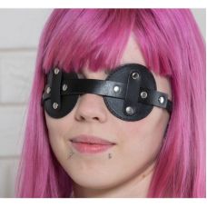 Маска на очі із заклепками Блайндфолд БДСМ із натуральної шкіри чорного кольору Scappa