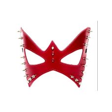 Маска на очі з металевими шипами БДСМ із натуральної шкіри червоного кольору Scappa