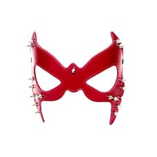 Маска на очі з шипами з металу БДСМ із натуральної шкіри червоного кольору Scappa