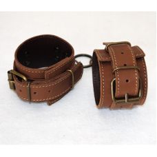 Наручники премиум класса БДСМ из натуральной кожи коричневого цвета Scappa 	