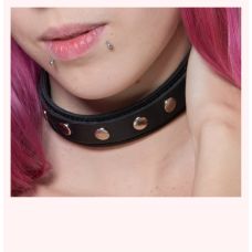 Ошейник с заклепками БДСМ из натуральной кожи черного цвета Scappa