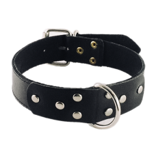 Ошейник с кольцом и заклепками БДСМ из натуральной кожи красного цвета Scappa