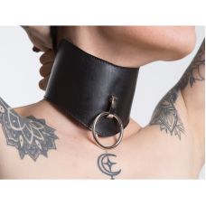 Ошейник на застежках сзади БДСМ из натуральной кожи черного цвета Scappa