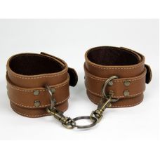 Оковы премиум класса БДСМ из натуральной кожи коричневого цвета Scappa