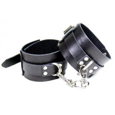 Оковы на цепочке БДСМ из натуральной кожи черного цвета Scappa