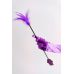 Двухсторонний Стек с ладошкой бабочкой Щекоталка БДСМ из натуральной кожи и пера фиолетового цвета Scappa 