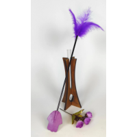 Двухсторонний Стек с ладошкой бабочкой Щекоталка БДСМ из натуральной кожи и пера фиолетового цвета Scappa 