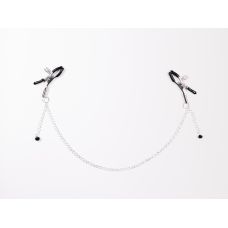 Зажимы для сосков БДСМ на металлической цепочке серебристо черного цвета Scappa