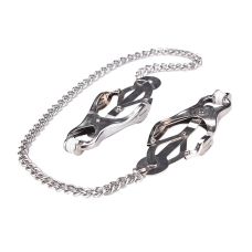 Зажимы для сосков БДСМ металлические на цепочке серебристого цвета Scappa