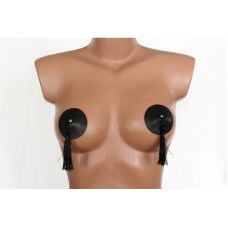 Наклейки на соски с кистями из натуральной кожи черного цвета Scappa